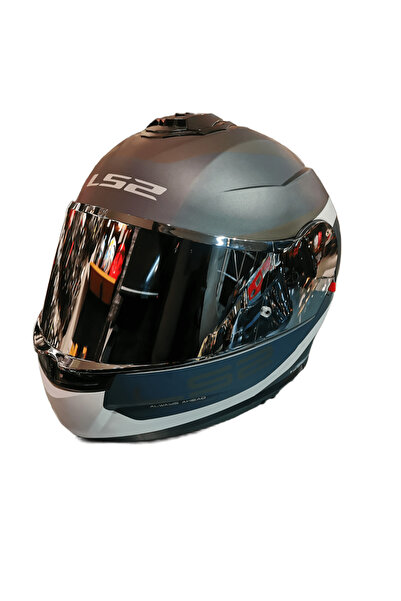 LS2 STROBE 2 VICTORY MAT GRİ-MAVİ-KUM KASK GRİ VİZÖRLÜ