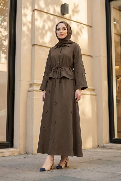 MODAQU Set maro modal din două piese cu fustă cu detalii florale