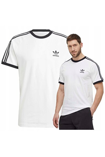 adidas Tricou alb bărbătesc din bumbac California 3 Stripes, mărimea XXL