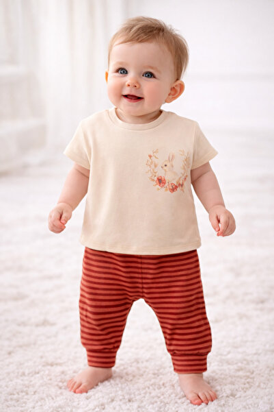 Latelier Midumi Baby, Unisex, 100% Organic Cotton, Tile. 2-Piece Pants T-Shir...