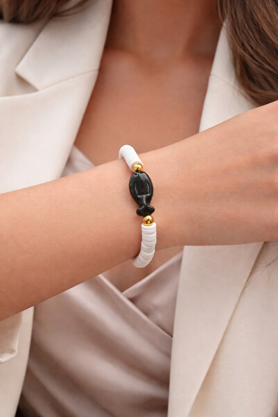 Handmade El Yapımı Murano Cam Balık Figürlü Fimo Boncuklu Yazlık Bileklik