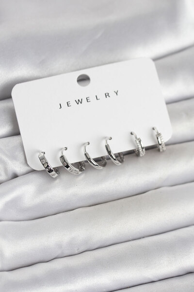 doremodam Silver Color Brass 3 Pair Women's Earring Set - Lisinya