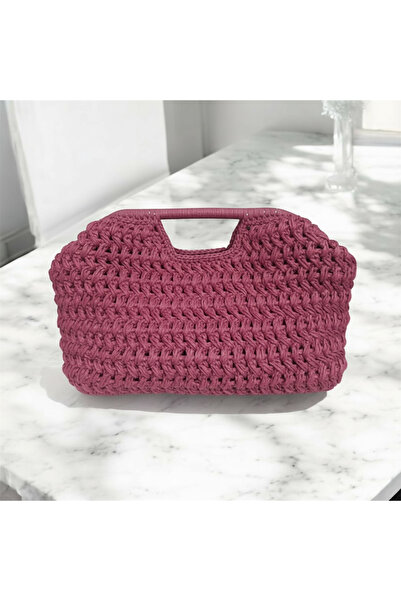 B Made Çapraz Model Elden Tutmalı Hasır Örgü Clutch El Çantası