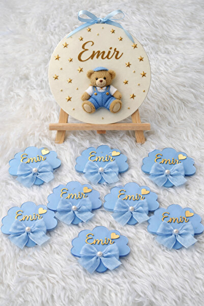 yadineonart Yeni Doğan Bebek 30 cm Kapı süsü Ve 15 adet Magnet