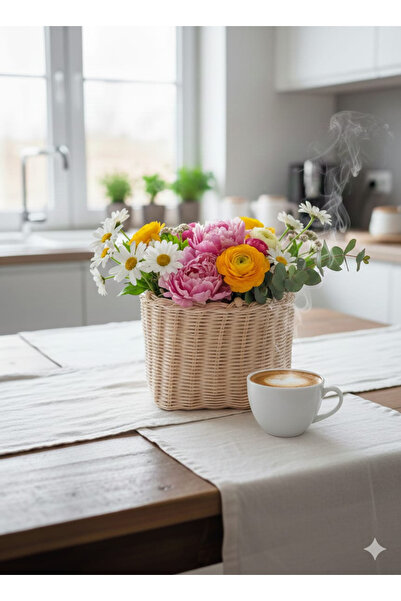 BERKE TUHAFIYE AKSESUAR El Yapımı Rattan Bambu Dekoratif Sepet Doğal Organize...