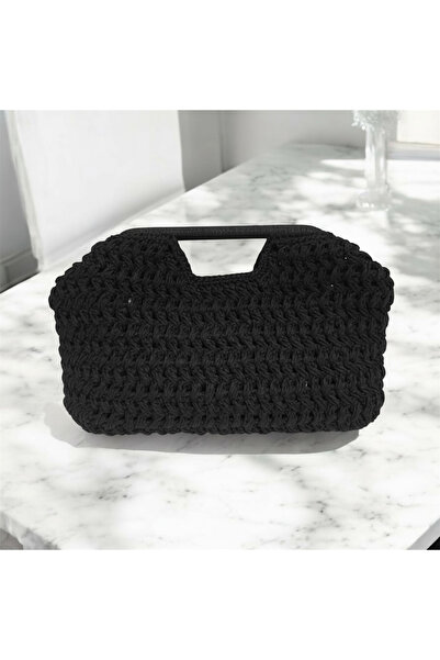B Made Çapraz Model Elden Tutmalı Hasır Örgü Clutch El Çantası