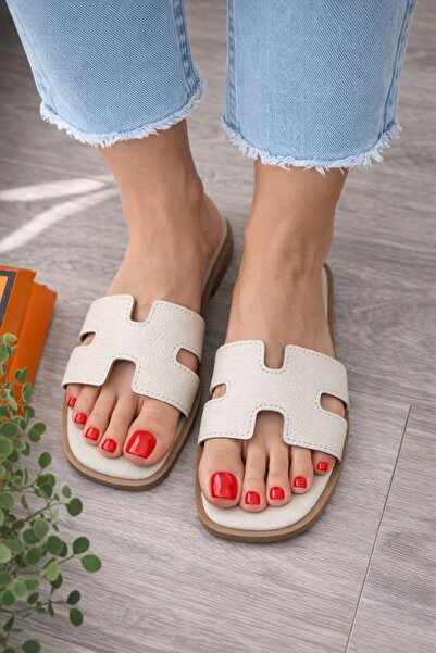 Butik Kadın H Model Deri Terlik