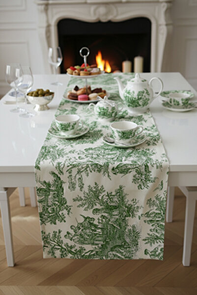 shopshop Față de masă decorativă rustică vintage verde, stil țărănesc francez...