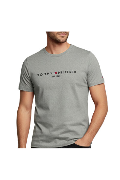 Tommy Hilfiger Tricou Est 1985 pentru bărbați, gri, clasic, mărimea L