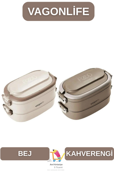 Vagonlife Bento 1140ml Steel Lunchbox 2-Layer 4 Compartments New Collection (with Soup Bowl) Lunch Container