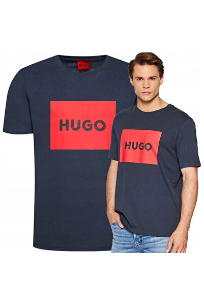 Hugo Boss Tricou bărbătesc din bumbac, bleumarin, cu imprimeu, mărimea XL