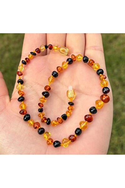 Zeytuni Diş Kolik Kehribar Sertifikalı %100 Doğal Baltık Kehribar Bebek Kolye...