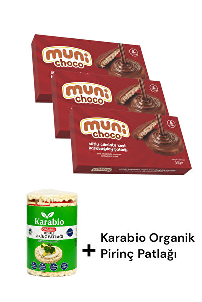 KMS HOME Muni Choco Sütlü Çikolata Kaplı Karabuğday Patlağı 50 gr x 3 Adet + ...