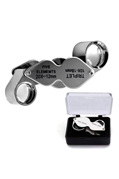 BarkoFix Küçük Yakın Büyüteci Lup Büyüteç Metal Loupe Büyüteç İkili 10x18-20x...