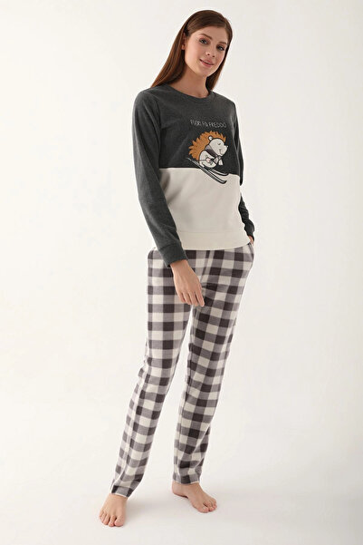 Arnetta Дамски комплект пижама с дълъг ръкав Fa Fredo в тъмносив цвят