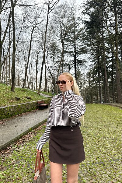 lizge giyim Love Embroidery Detailed Striped Shirt