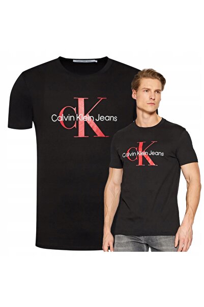 Calvin Klein Tricou bărbătesc negru din bumbac cu logo mare CK, mărimea M