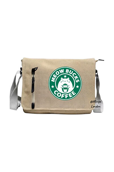 Minga London Beige Meow Bucks Printed Postman -Minga London