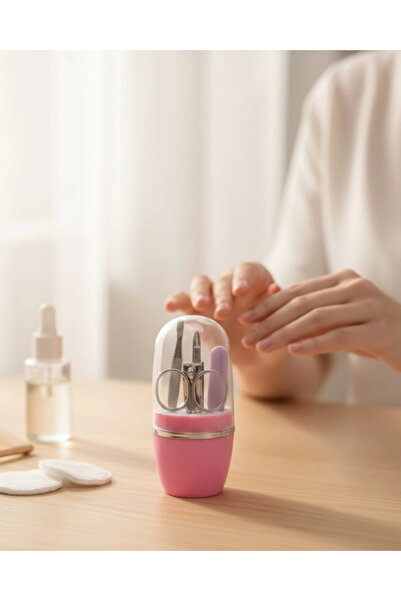 lowell home Nail Care Manicure Pedicure Set 4 Pieces Pink Home and Travel Com...