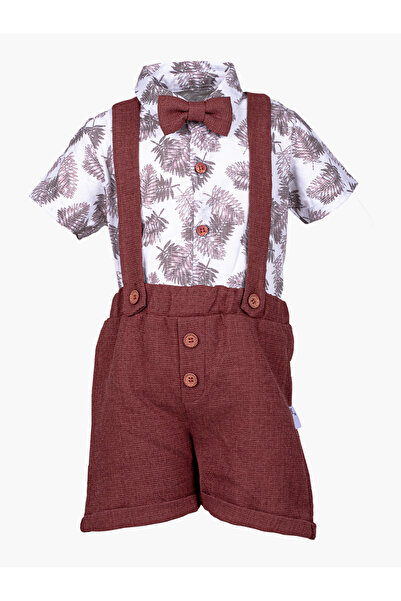 Baby Cara طقم قميص وشورت مزين بالزهور - طقم قطن تركي مع حمالات