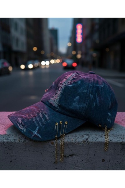 Denim "Urban Neon" Cap – Hand-Painted & Distress Custom