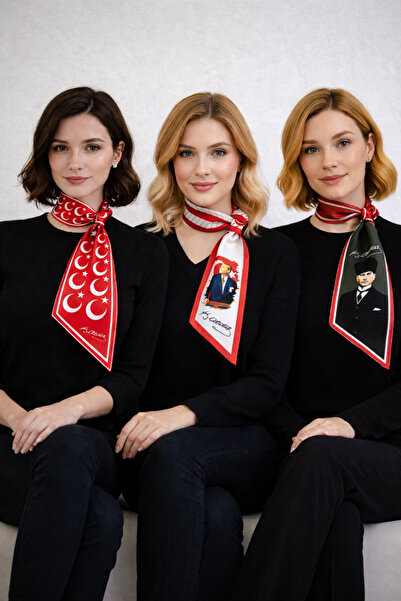 Mavi Masal Set triplu cravată/eșarfă cu steag turcesc, semnat și încrustat cu...