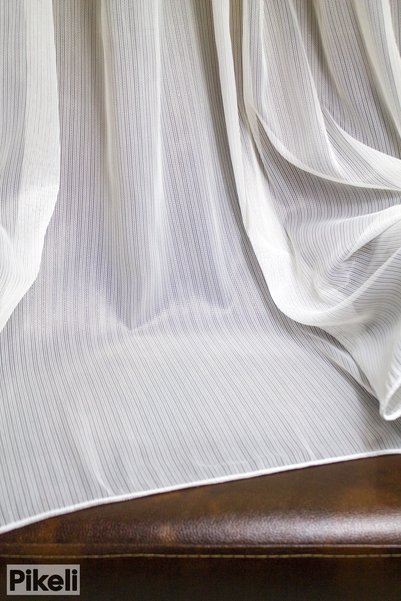 Pikeli Pearl Transparent Glitter Striped Tulle Curtain - 1X3 Dense Pleats - Professional Installation - Ecru