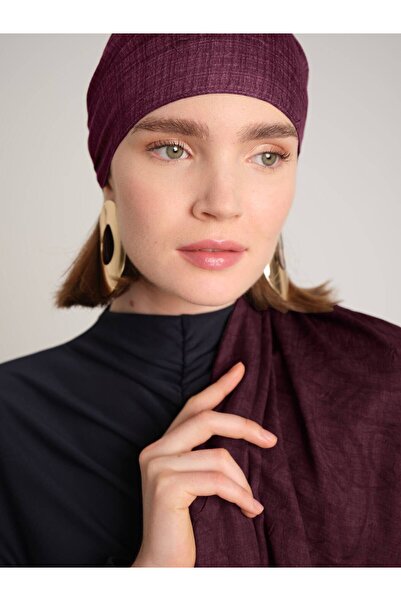 Ayshara Şebnem Hattı Monogram Patterned Double-Sided Shawl - Claret Red