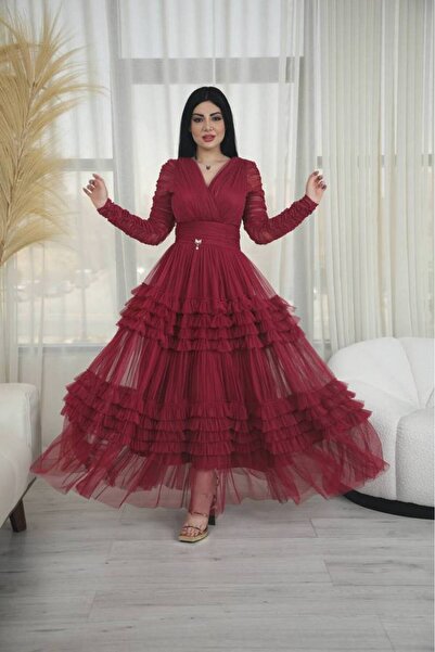 ranin Layered tulle evening dress