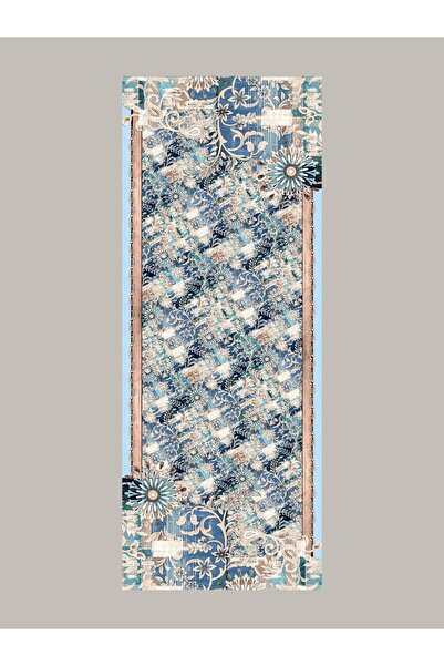 Ayshara Nakkaşın Mührü Ethnic Patterned Single-Sided Shawl - Blue