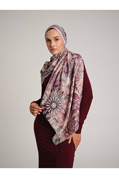 Ayshara Nakkaşın Mührü Ethnic Patterned Single-Sided Shawl - Lilac Plum
