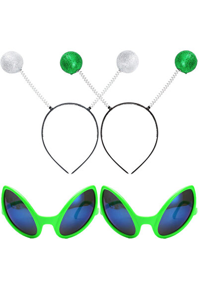 Other UFO Alien Costume - Glasses and Antennae Headband Set - Green, 2 Pieces