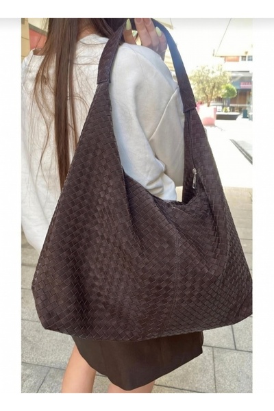 themoiss The Moiss Bitter Coffee Suede Fabric Knitted Textured Casual Large S...