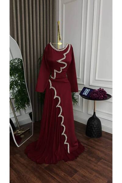 ranin Barbie-style evening dress with embroidered, flared chiffon skirt.