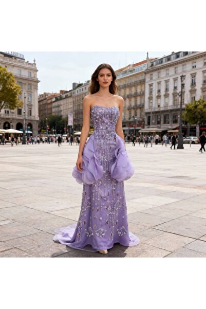 ranin Embroidered evening dress with a jacket