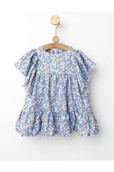 MiniKids Rochita de vara maneci bufante model cu albastru 110 (4-5 ani)