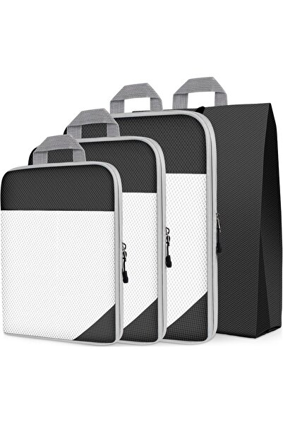 Other Travel Organizer Set - 4 Pieces, Waterproof Nylon, Shoe Cover - Black