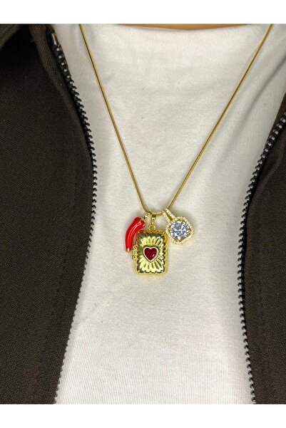 D&Z ACCESSORİES مجموعة من 3 قلادات مزينة بالتمائم |   قلادة على شكل فلفل حار ...