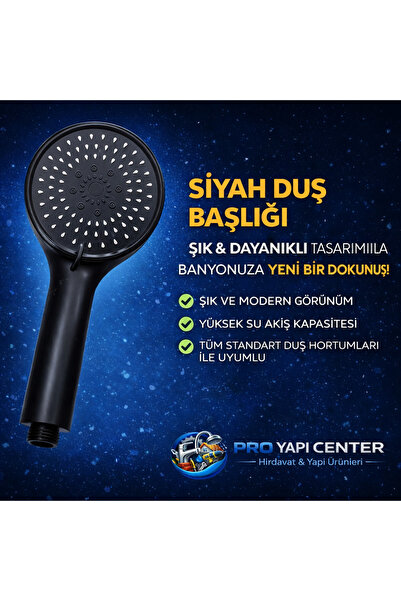 DIAMOND SİYAH DUŞ BAŞLIĞI – MAT MODERN TASARIM