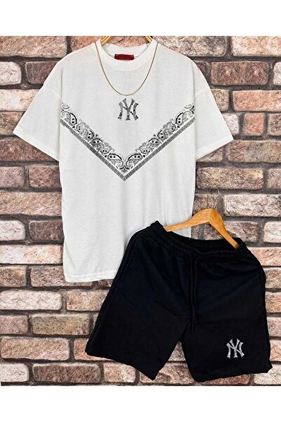ALİ.COM T-Shirt and Shorts Set Ny Patterned 2-Piece Set
