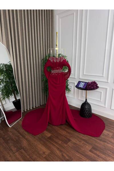 ranin Hand-embroidered chiffon evening dress