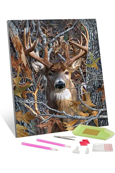 Other Pictură cu Diamante 5D - TISHIRON, Mozaic Cerb Realist, Rășină, DIY, 30...