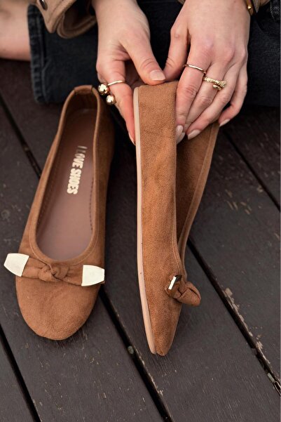 I Love Shoes Γυναικείες μπαλαρίνες Orphel σε καφέ σουέντ με τακούνι