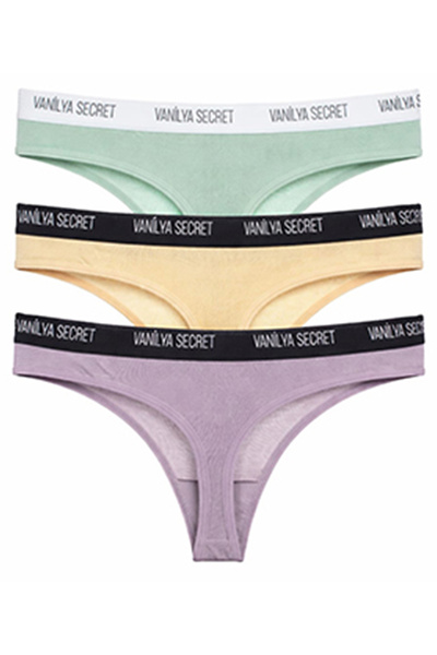 Vanilya Secret Kadın Beli Bant Lastikli Pamuklu Tanga 3'lü Paket