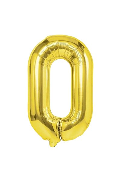 Other Foil Balloon Number 0 - Anniversary, Durable - 80 cm, Gold, Air or Helium
