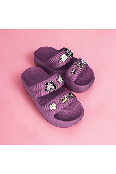 İpek Дамски сандали с двойна каишка и аксесоари, лека подметка, за плаж, басе...