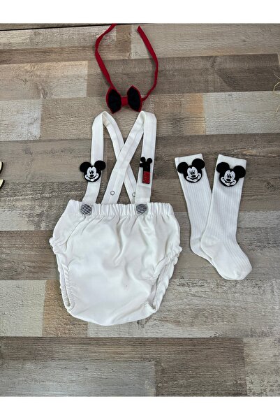 Feriatolye Mickey mouse konsept beyaz 1 yaş salopet