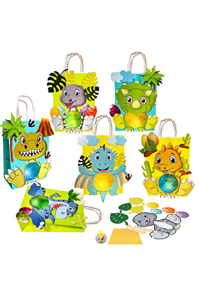 Other Set de 6 Felinare DIY pentru Copii - Tematica Dinozauri, Hartie Kraft, ...