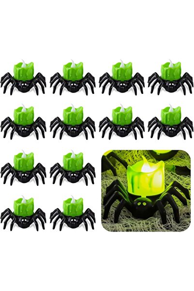 Other Set of 12 Halloween Spider LED Candles - Non-Toxic, Safe Plastic - 8.5c...