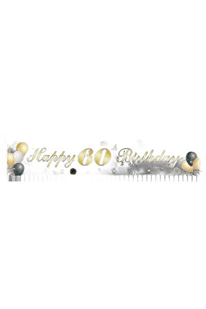 Other 60th Anniversary Banner - Polyester Party Decoration - Black Gold, 180x...